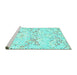 Sideview of Machine Washable Abstract Turquoise Contemporary Area Rugs, wshcon515turq