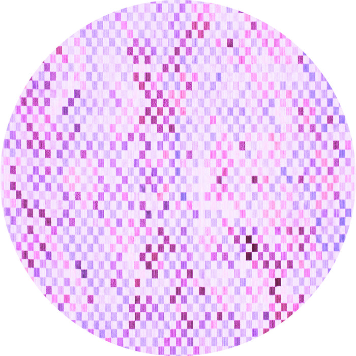 Round Machine Washable Abstract Purple Contemporary Area Rugs, wshcon515pur