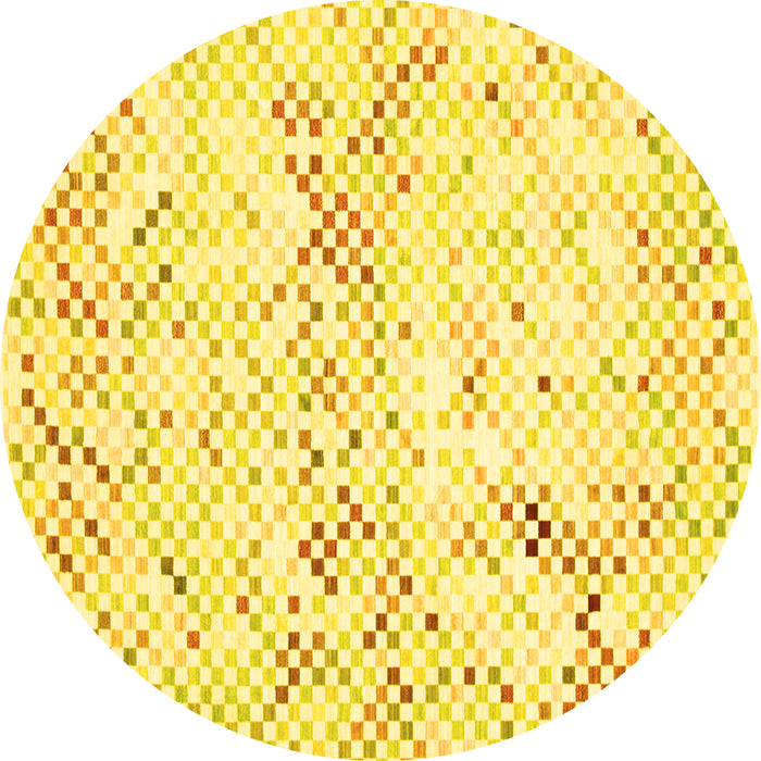 Round Machine Washable Abstract Yellow Contemporary Rug, wshcon515yw