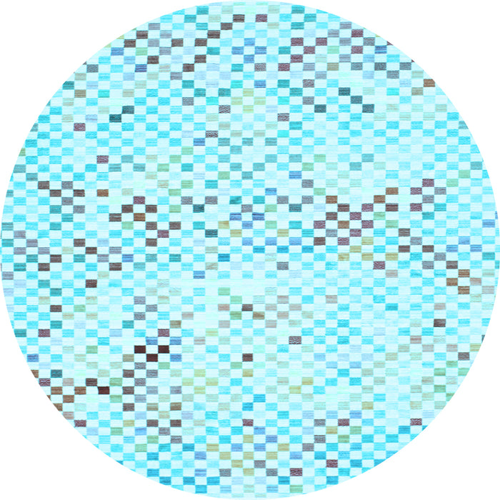 Round Abstract Light Blue Contemporary Rug, con515lblu