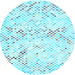 Round Abstract Light Blue Contemporary Rug, con515lblu