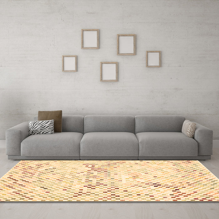 Machine Washable Abstract Brown Contemporary Rug in a Living Room,, wshcon515brn