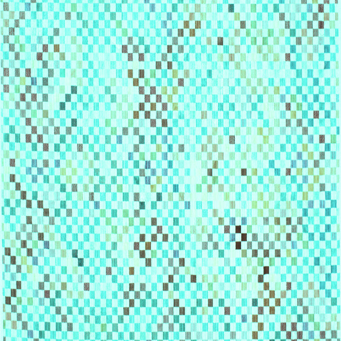 Square Machine Washable Abstract Turquoise Contemporary Area Rugs, wshcon515turq
