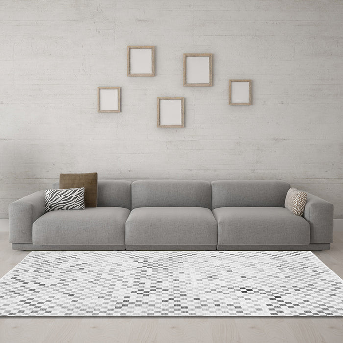 Machine Washable Abstract Gray Contemporary Rug in a Living Room,, wshcon515gry