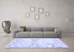 Machine Washable Abstract Blue Contemporary Rug in a Living Room, wshcon515blu