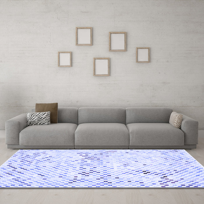 Machine Washable Abstract Blue Contemporary Rug in a Living Room, wshcon515blu