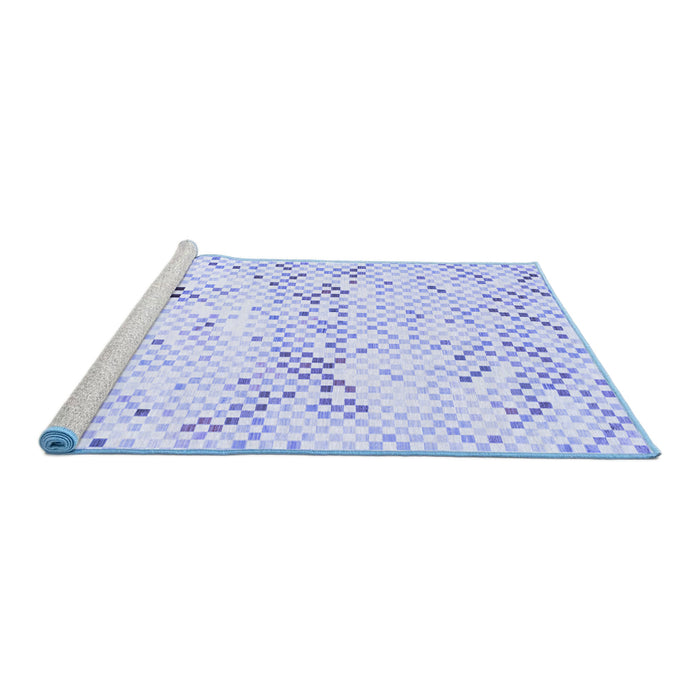 Sideview of Machine Washable Abstract Blue Contemporary Rug, wshcon515blu
