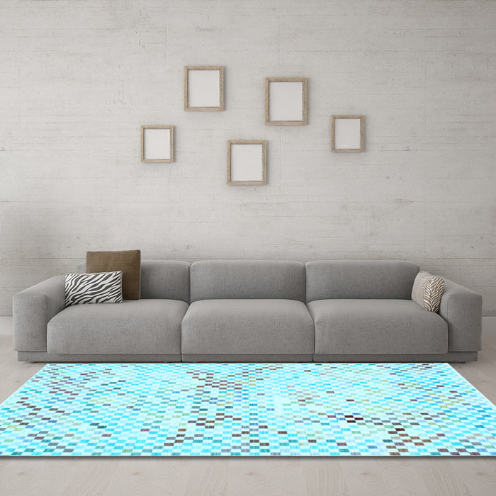 Machine Washable Abstract Light Blue Contemporary Rug in a Living Room, wshcon515lblu