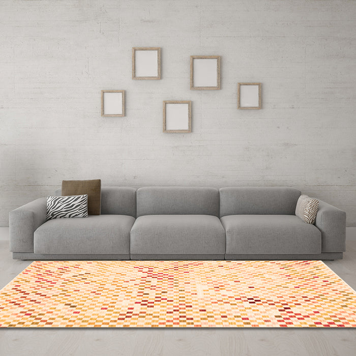 Machine Washable Abstract Orange Contemporary Area Rugs in a Living Room, wshcon515org