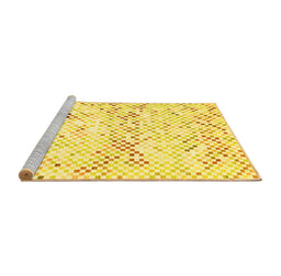 Sideview of Machine Washable Abstract Yellow Contemporary Rug, wshcon515yw