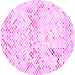 Round Abstract Pink Contemporary Rug, con515pnk