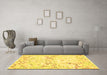 Machine Washable Abstract Yellow Contemporary Rug in a Living Room, wshcon515yw