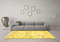 Machine Washable Abstract Yellow Contemporary Rug, wshcon515yw
