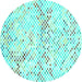 Round Abstract Turquoise Contemporary Rug, con516turq