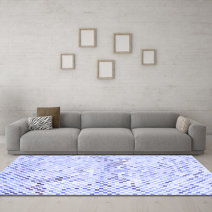 Machine Washable Abstract Blue Contemporary Rug in a Living Room, wshcon516blu