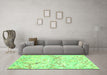 Machine Washable Abstract Green Contemporary Area Rugs in a Living Room,, wshcon516grn