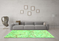 Machine Washable Abstract Green Contemporary Rug, wshcon516grn