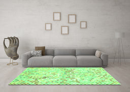 Machine Washable Abstract Green Contemporary Area Rugs in a Living Room,, wshcon516grn