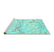 Sideview of Machine Washable Abstract Turquoise Contemporary Area Rugs, wshcon516turq