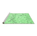 Sideview of Machine Washable Abstract Emerald Green Contemporary Area Rugs, wshcon516emgrn