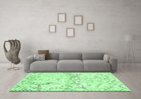 Machine Washable Abstract Emerald Green Contemporary Rug, wshcon516emgrn