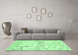 Machine Washable Abstract Emerald Green Contemporary Area Rugs in a Living Room,, wshcon516emgrn