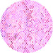 Round Machine Washable Abstract Pink Contemporary Rug, wshcon516pnk