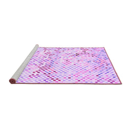 Sideview of Machine Washable Abstract Purple Contemporary Area Rugs, wshcon516pur