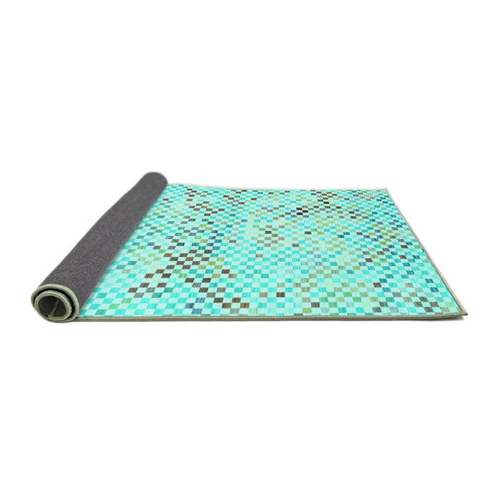Sideview of Abstract Turquoise Contemporary Rug, con516turq