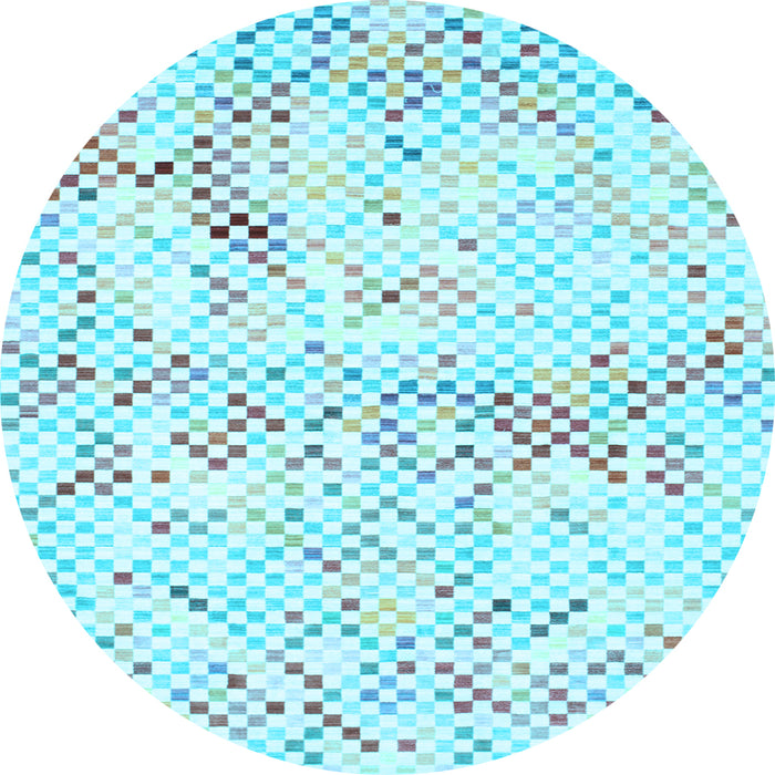 Round Machine Washable Abstract Light Blue Contemporary Rug, wshcon516lblu