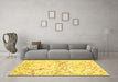 Machine Washable Abstract Yellow Contemporary Rug in a Living Room, wshcon516yw