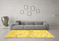 Machine Washable Abstract Yellow Contemporary Rug, wshcon516yw