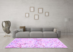 Machine Washable Abstract Purple Contemporary Area Rugs in a Living Room, wshcon516pur