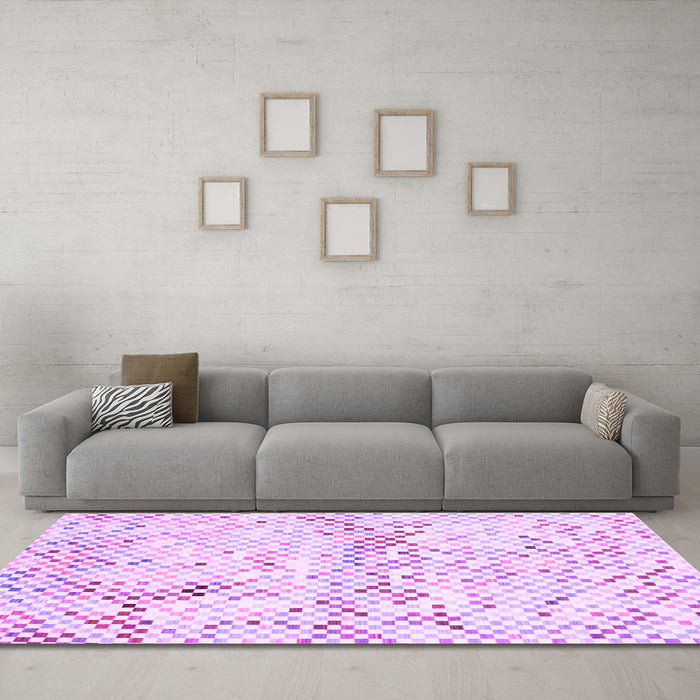 Machine Washable Abstract Purple Contemporary Area Rugs in a Living Room, wshcon516pur