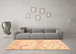 Machine Washable Abstract Orange Contemporary Area Rugs in a Living Room, wshcon516org