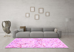 Machine Washable Abstract Pink Contemporary Rug in a Living Room, wshcon516pnk