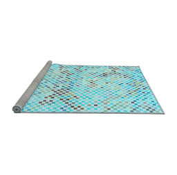 Sideview of Machine Washable Abstract Light Blue Contemporary Rug, wshcon516lblu