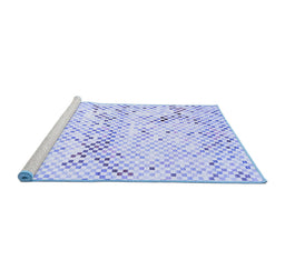 Sideview of Machine Washable Abstract Blue Contemporary Rug, wshcon516blu