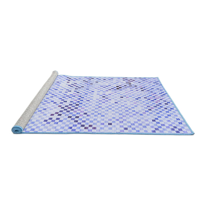 Sideview of Machine Washable Abstract Blue Contemporary Rug, wshcon516blu