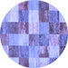 Round Patchwork Blue Transitional Rug, con517blu