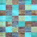 Square Patchwork Light Blue Transitional Rug, con517lblu