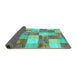 Sideview of Patchwork Turquoise Transitional Rug, con517turq