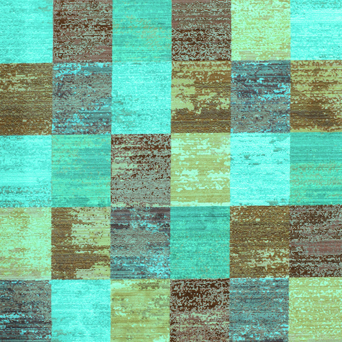 Machine Washable Patchwork Turquoise Transitional Area Rugs, wshcon517turq