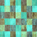 Square Patchwork Turquoise Transitional Rug, con517turq