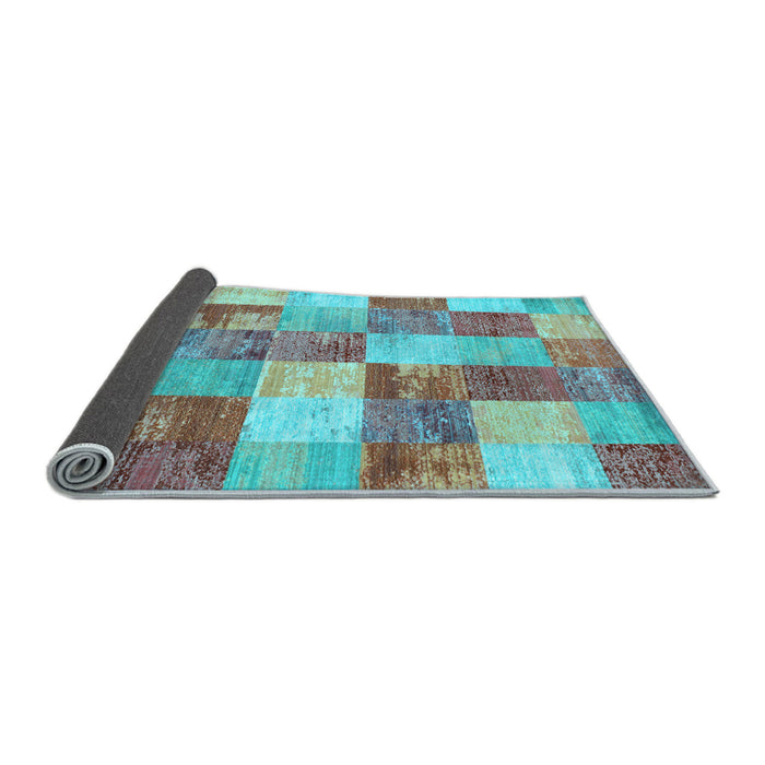Sideview of Patchwork Light Blue Transitional Rug, con517lblu