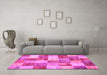 Machine Washable Patchwork Pink Transitional Rug in a Living Room, wshcon517pnk