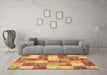 Machine Washable Patchwork Brown Transitional Rug in a Living Room,, wshcon517brn