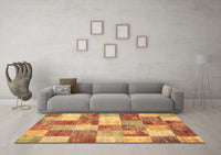 Machine Washable Patchwork Brown Transitional Rug, wshcon517brn