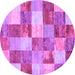 Round Patchwork Purple Transitional Rug, con517pur