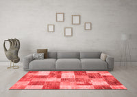 Machine Washable Patchwork Red Transitional Rug, wshcon517red